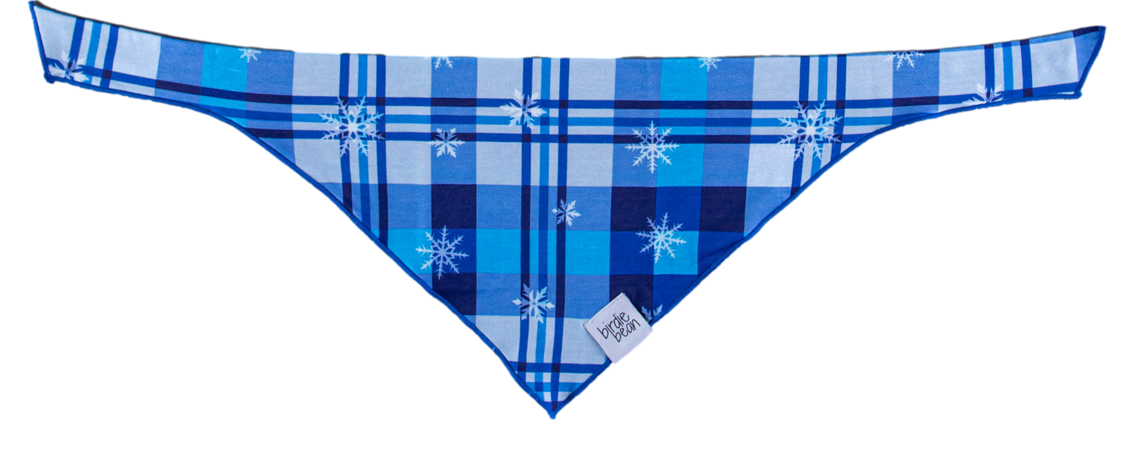 Blue plaid bandana with snowflakes